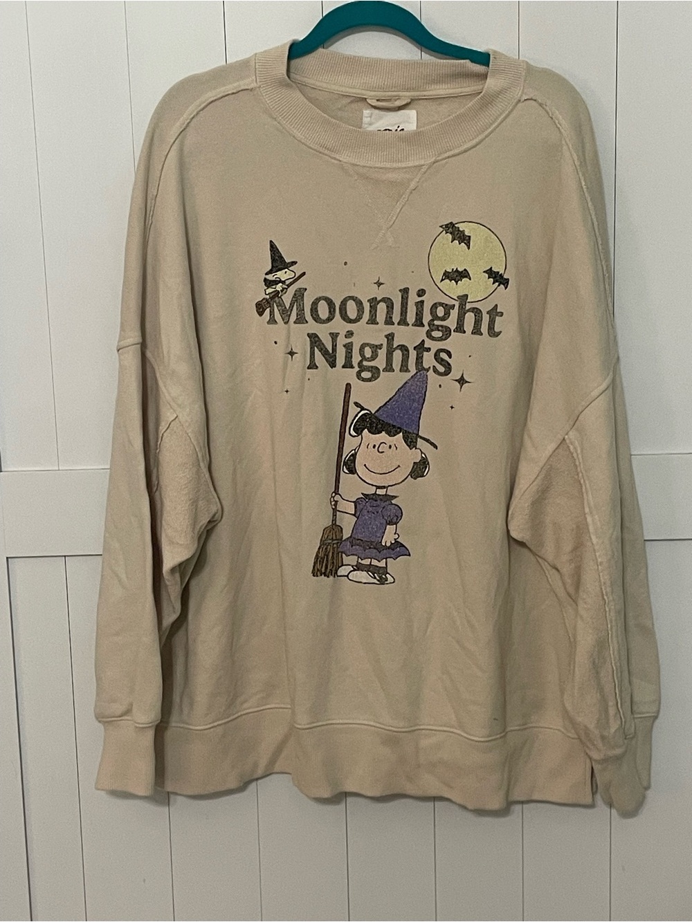aerie Beige Sweatshirt with Purple Witch Graphic - Moonlight Nights